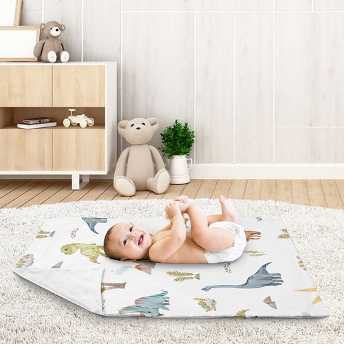 Watercolor Dinosaur Dino Collection Baby Blanket - alt image 2