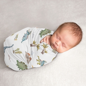 Watercolor Dinosaur Dino Collection Baby Swaddle Blanket