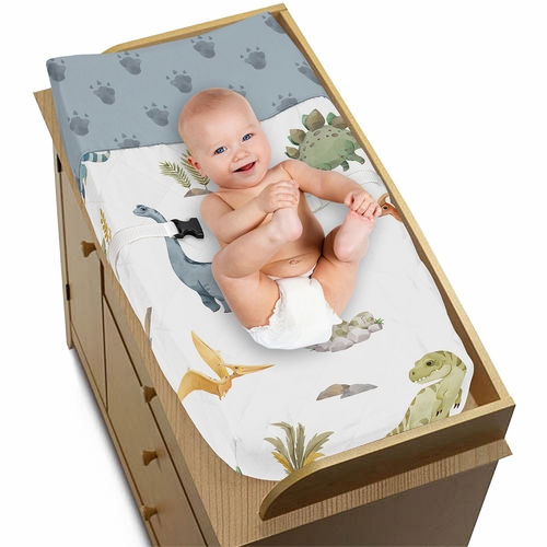 Watercolor Dinosaur Dino Collection Changing Pad Cover - alt image 2