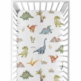 Watercolor Dinosaur Dino Collection Crib Sheet