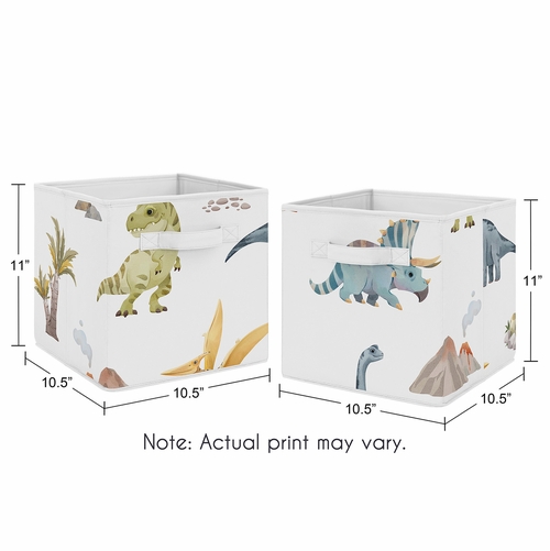 Watercolor Dinosaur Dino Collection Foldable Fabric Storage Bins - alt image 2