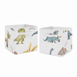 Watercolor Dinosaur Dino Collection Foldable Fabric Storage Bins