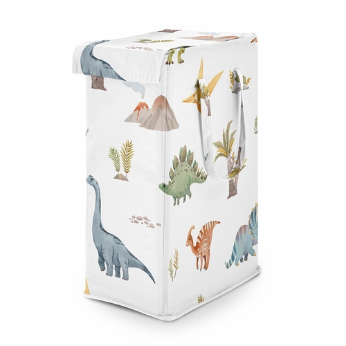 Watercolor Dinosaur Dino Collection Laundry Hamper with Handles