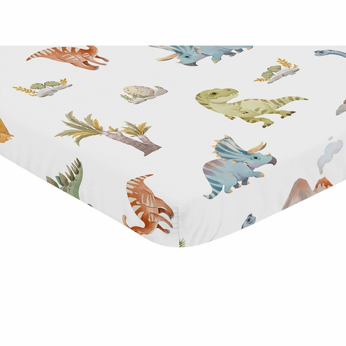 Watercolor Dinosaur Dino Collection Mini Crib Sheet - alt image 1