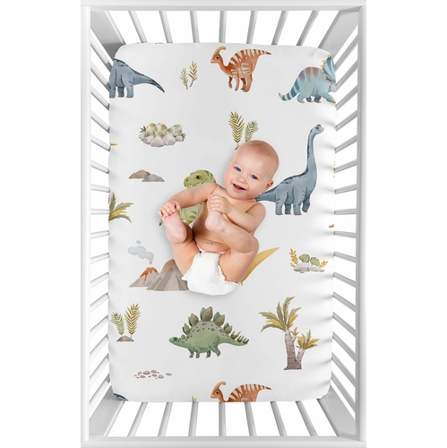Watercolor Dinosaur Dino Collection Mini Crib Sheet - alt image 2