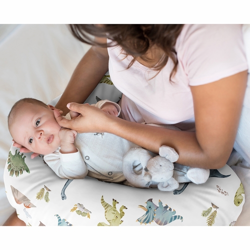 Watercolor Dinosaur Dino Collection Nursing Breastfeeding Pillow Cover - alt image 1