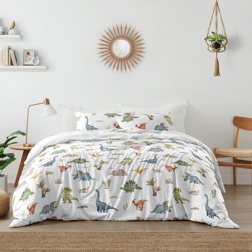 Watercolor Dinosaur Dino Collection Queen Duvet Cover Bedding Set