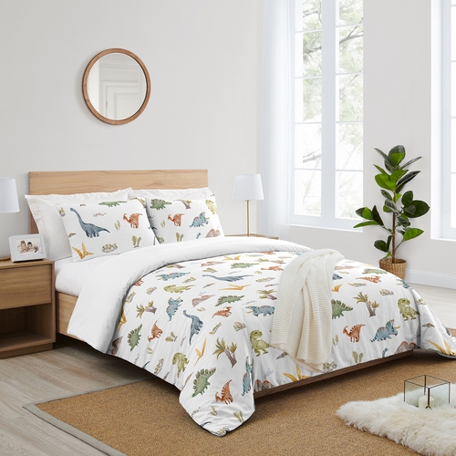 Watercolor Dinosaur Dino Collection Queen Duvet Cover Bedding Set - alt image 1