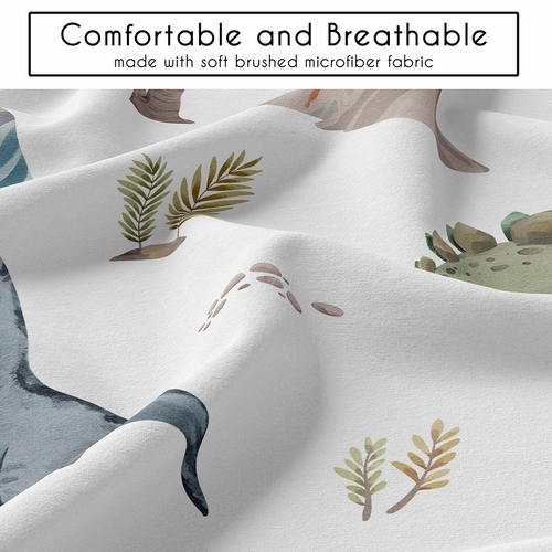 Watercolor Dinosaur Dino Collection Queen Duvet Cover Bedding Set - alt image 3