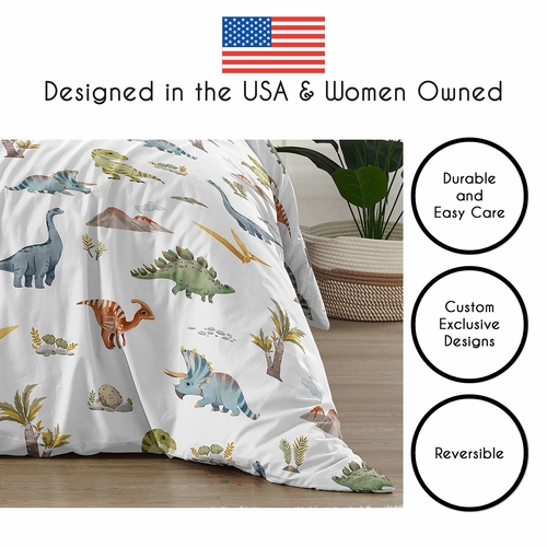 Watercolor Dinosaur Dino Collection Queen Duvet Cover Bedding Set - alt image 5