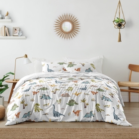 Watercolor Dinosaur Dino Collection Queen Duvet Cover Bedding Set