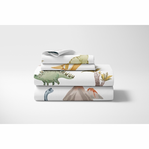 Watercolor Dinosaur Dino Collection Queen Sheet Set - alt image 1