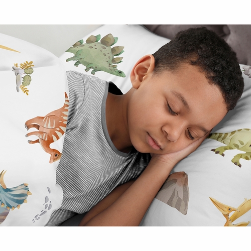 Watercolor Dinosaur Dino Collection Queen Sheet Set - alt image 2