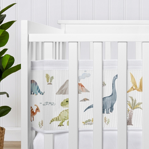 Watercolor Dinosaur Dino Collection Sweet Jojo Designs + BreathableBaby Breathable Mini Mesh Crib Liner - alt image 3