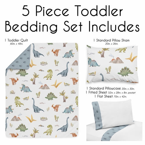 Watercolor Dinosaur Dino Collection Toddler Bedding - alt image 2