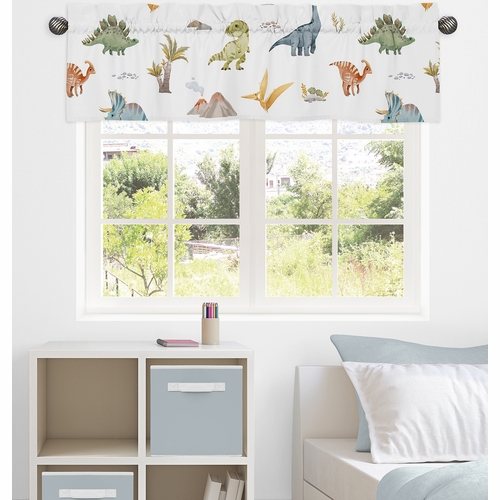 Watercolor Dinosaur Dino Collection Window Valance - alt image 1