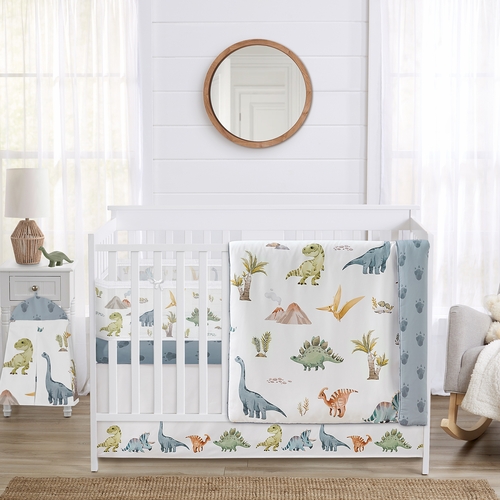 Watercolor Dinosaur Dino Sweet Jojo Designs 6 Piece Crib Bedding + BreathableBaby Breathable Mesh Liner