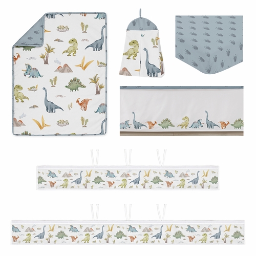 Watercolor Dinosaur Dino Sweet Jojo Designs 6 Piece Crib Bedding + BreathableBaby Breathable Mesh Liner - alt image 1