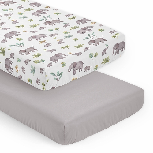 Watercolor Elephants Collection 2 Pack Crib Sheets
