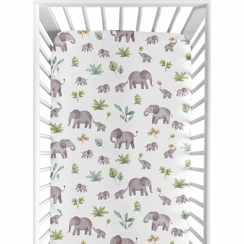 Watercolor Elephants Collection 2 Pack Crib Sheets - alt image 1