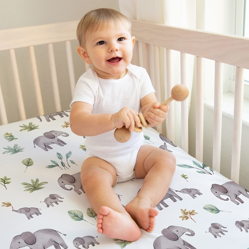 Watercolor Elephants Collection 2 Pack Crib Sheets - alt image 3