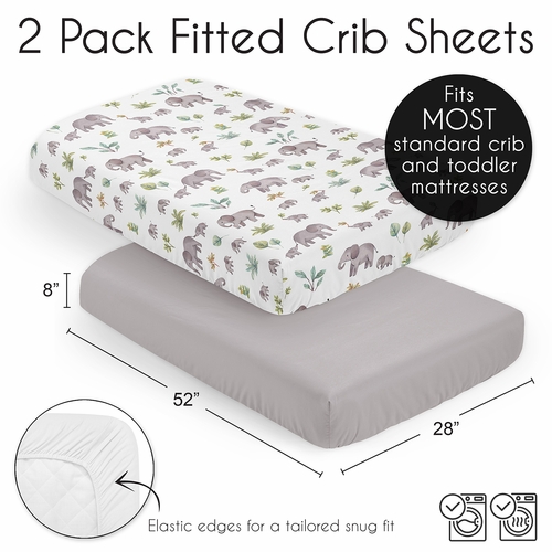 Watercolor Elephants Collection 2 Pack Crib Sheets - alt image 5