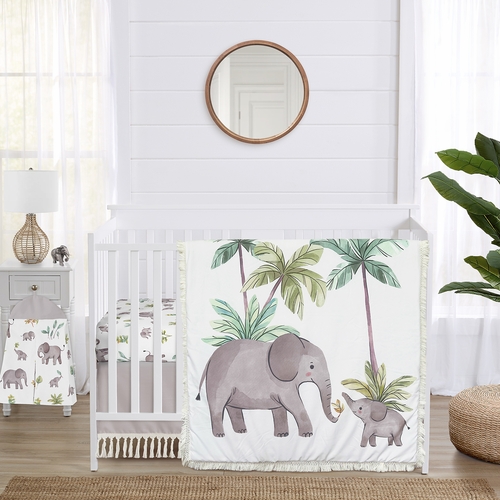 Watercolor Elephants Collection 4 Piece Crib Bedding