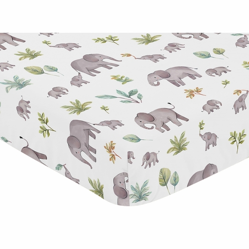 Watercolor Elephants Collection 4 Piece Crib Bedding - alt image 5