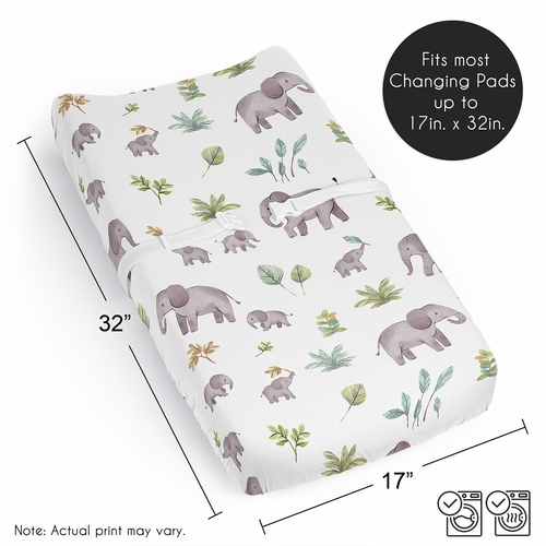 Watercolor Elephants Collection Changing Pad Cover Sheet - alt image 5