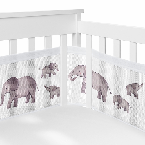 Watercolor Elephants Collection Sweet Jojo Designs + BreathableBaby Breathable Mesh Crib Liner Pad