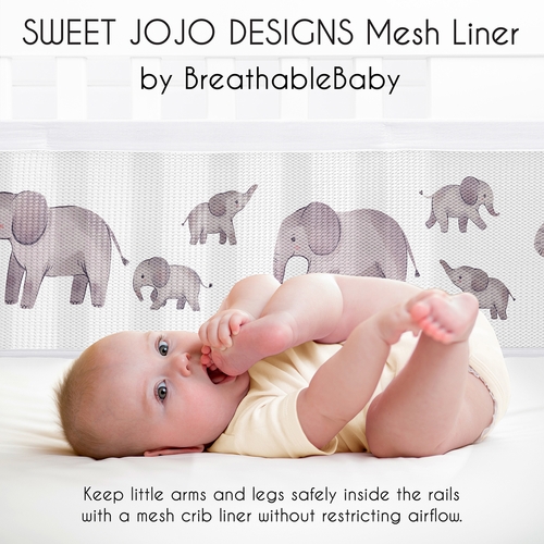 Watercolor Elephants Collection Sweet Jojo Designs + BreathableBaby Breathable Mesh Crib Liner Pad - alt image 2