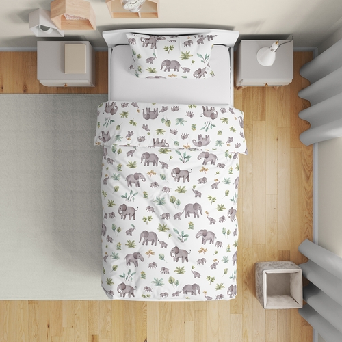 Watercolor Elephants Collection Toddler Bedding - alt image 1