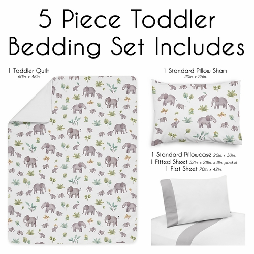 Watercolor Elephants Collection Toddler Bedding - alt image 2