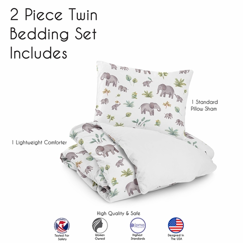 Watercolor Elephants Collection Twin Bedding - alt image 4