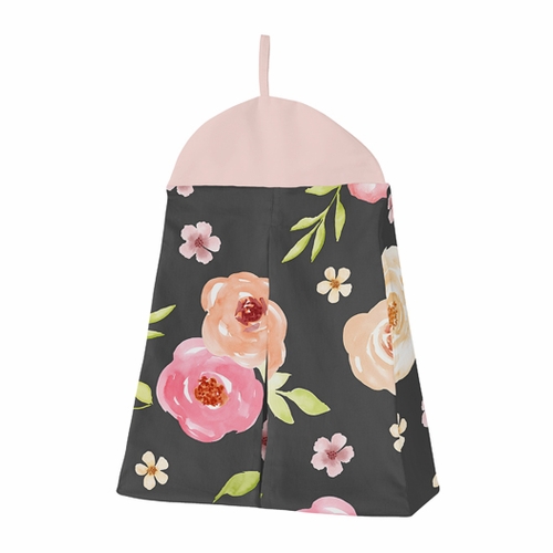 Watercolor Floral Black and Pink Collection 4 Piece Bumperless Crib Bedding - alt image 1