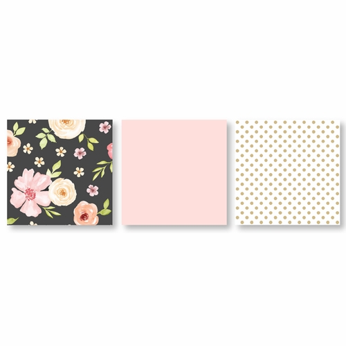 Watercolor Floral Black and Pink Collection 4 Piece Bumperless Crib Bedding - alt image 2