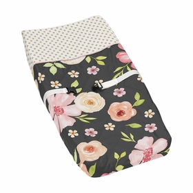 Watercolor Floral Black and Pink Collection Changing Pad Cover