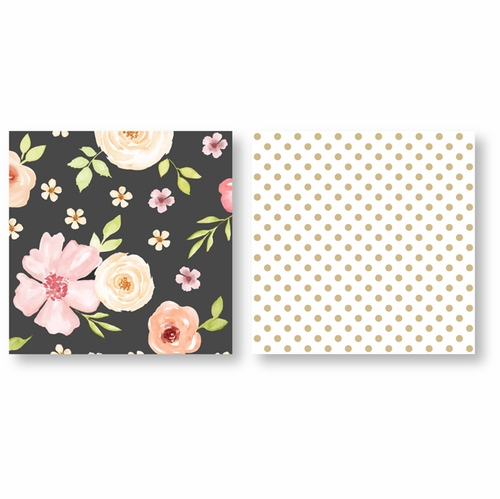 Watercolor Floral Black and Pink Collection Toddler Bedding - alt image 4