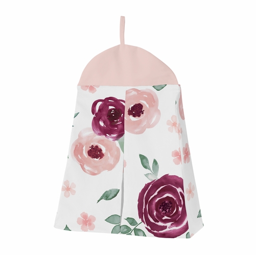 Watercolor Floral Burgundy Wine and Pink Collection 4 Piece Crib Bedding - alt image 4