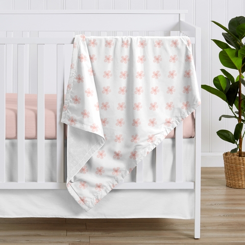 Watercolor Floral Burgundy Wine and Pink Collection Baby Blanket - Daisy Print - alt image 1