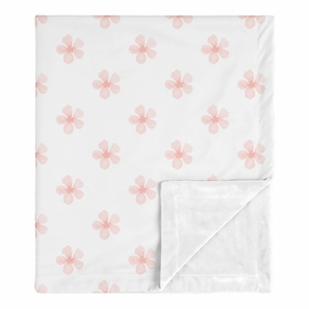Watercolor Floral Burgundy Wine and Pink Collection Baby Blanket - Daisy Print