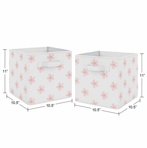 Watercolor Floral Burgundy Wine and Pink Collection Flower Blossom Foldable Fabric Storage Bins - alt image 2