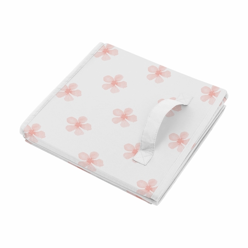 Watercolor Floral Burgundy Wine and Pink Collection Flower Blossom Foldable Fabric Storage Bins - alt image 3