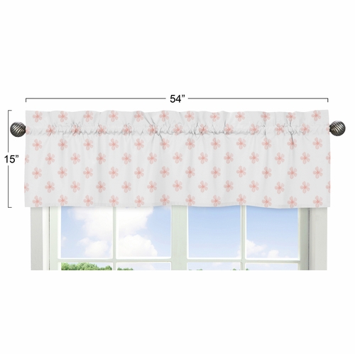 Watercolor Floral Burgundy Wine and Pink Collection Flower Blossom Window Valance - alt image 2