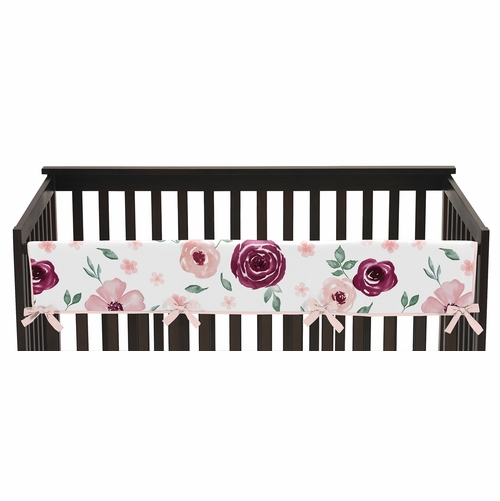 Watercolor Floral Burgundy Wine and Pink Collection Long Rail Guard Cover
