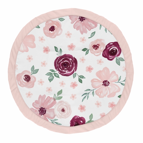 Watercolor Floral Burgundy Wine and Pink Collection Playmat