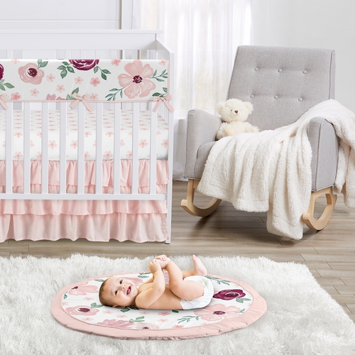 Watercolor Floral Burgundy Wine and Pink Collection Playmat - alt image 1