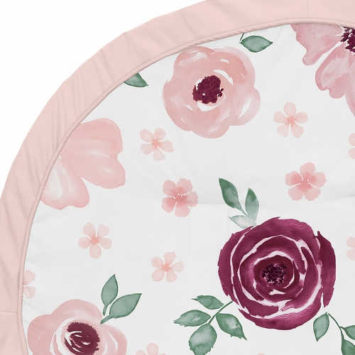 Watercolor Floral Burgundy Wine and Pink Collection Playmat - alt image 2