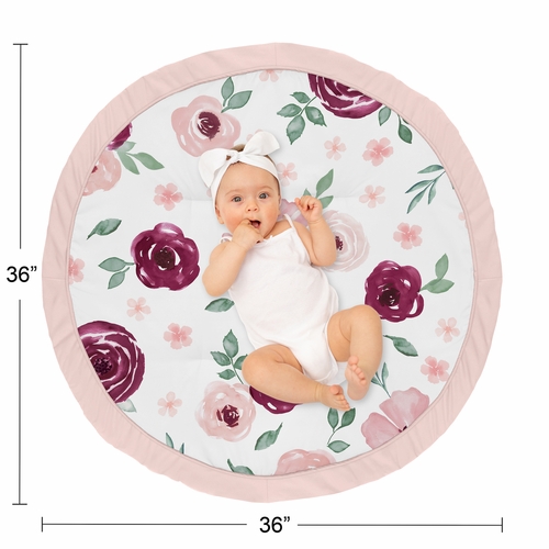 Watercolor Floral Burgundy Wine and Pink Collection Playmat - alt image 3