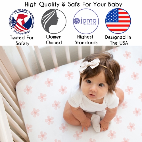 Watercolor Floral Burgundy Wine and Pink Collection Sweet Jojo Designs 6 Piece Crib Bedding + BreathableBaby Breathable Mesh Liner - alt image 4